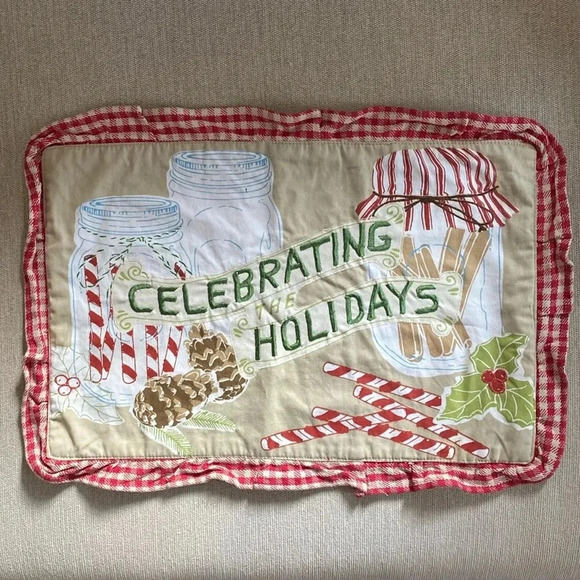 St. Nicholas Square Kohl’s Holiday Christmas Mason Jar Plaid Place Mat Decor - Picture 1 of 7